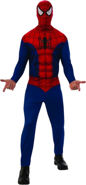 Déguisement adulte Spider-Man Marvel avec combinaison et cagoule, style XL