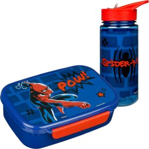 Set goûter Spider Man avec gourde en plastique sans BPA
