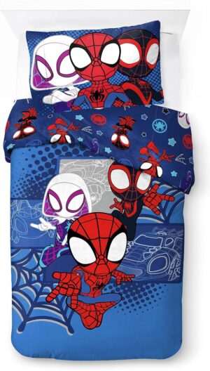 Parure de lit enfant Marvel Spidey et Ses Amis extraordinaires, bleu, 100% coton