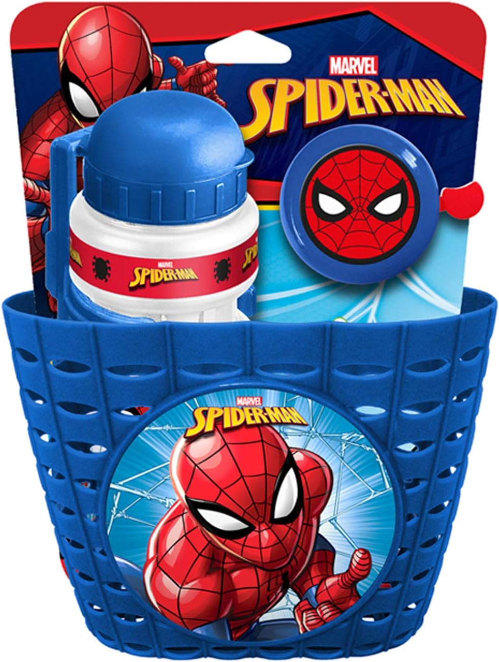 Set Spider-Man bleu avec corbeille, bidon 350 ml et sonnette – Image 2