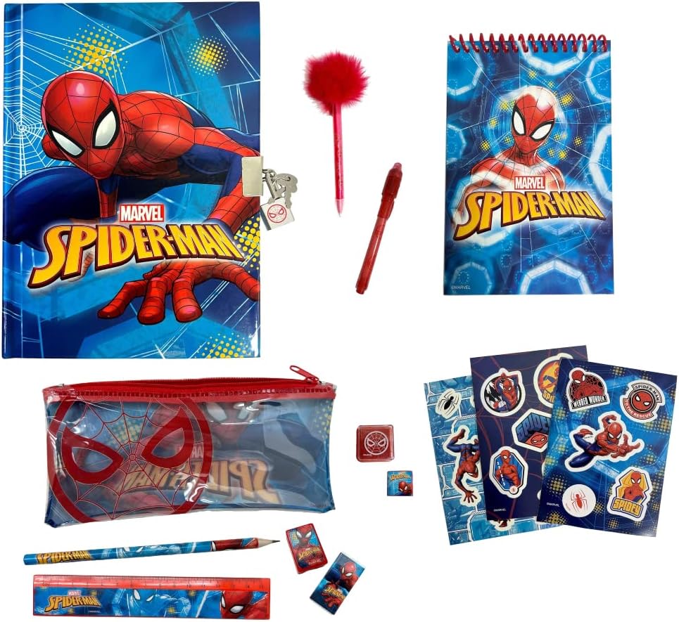 Journal secret Spider-Man Marvel avec cadenas, 2 clés et stylos