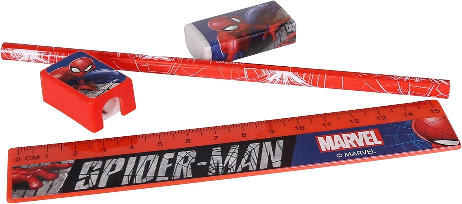 Trousse à crayons Marvel Spider-Man transparente rouge zippée avec équipement scolaire – Image 6