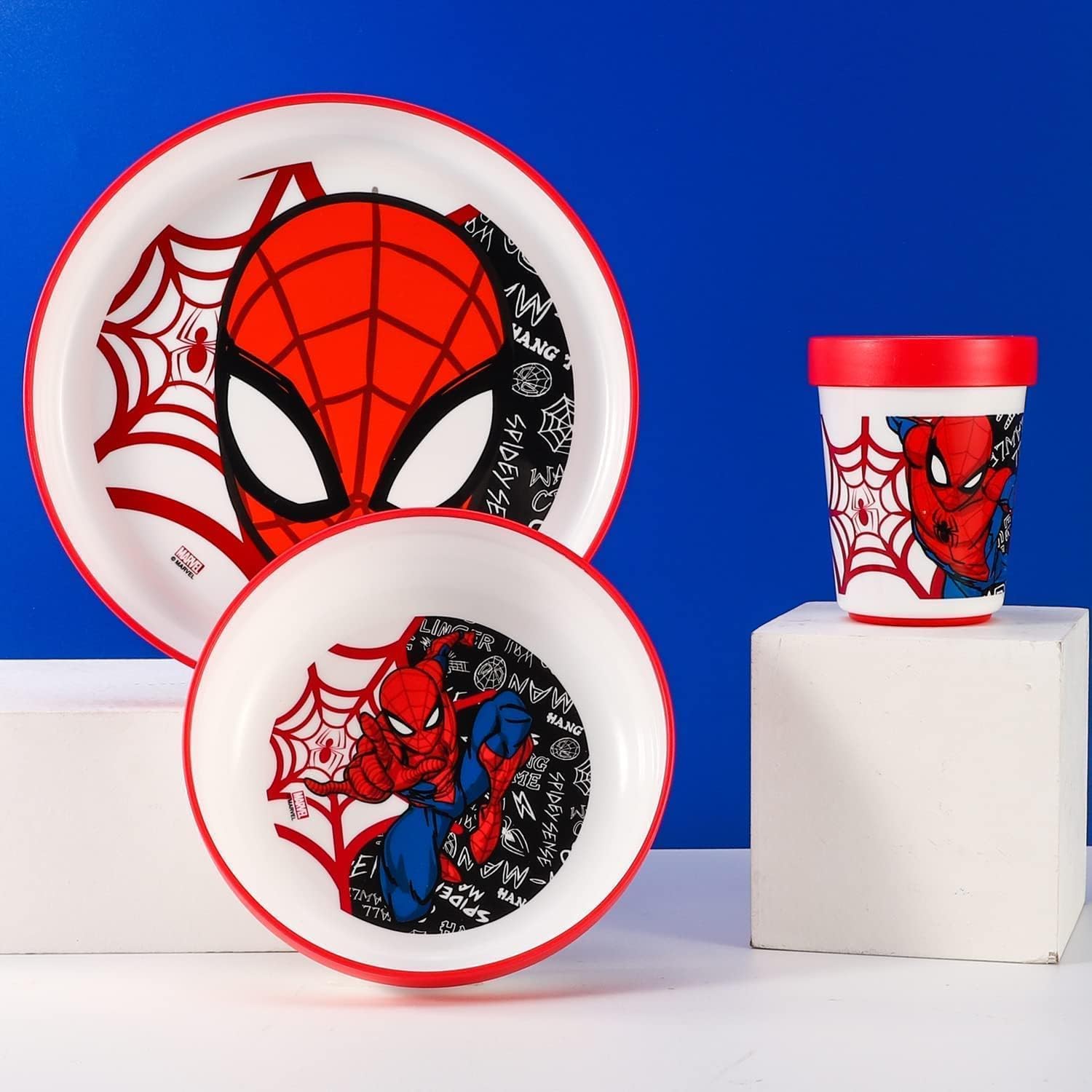 Set vaisselle enfant Spiderman 3 pièces avec base antidérapante – Image 5