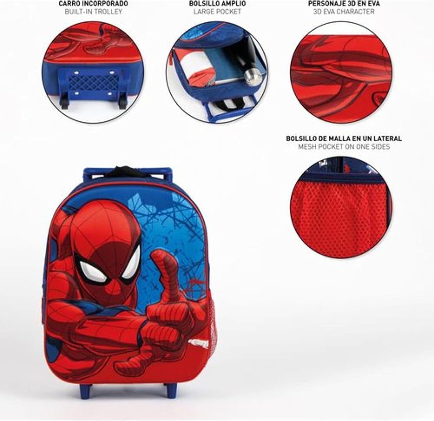 Cartable à roulettes Spider-Man Marvel avec poignée extensible – Image 4