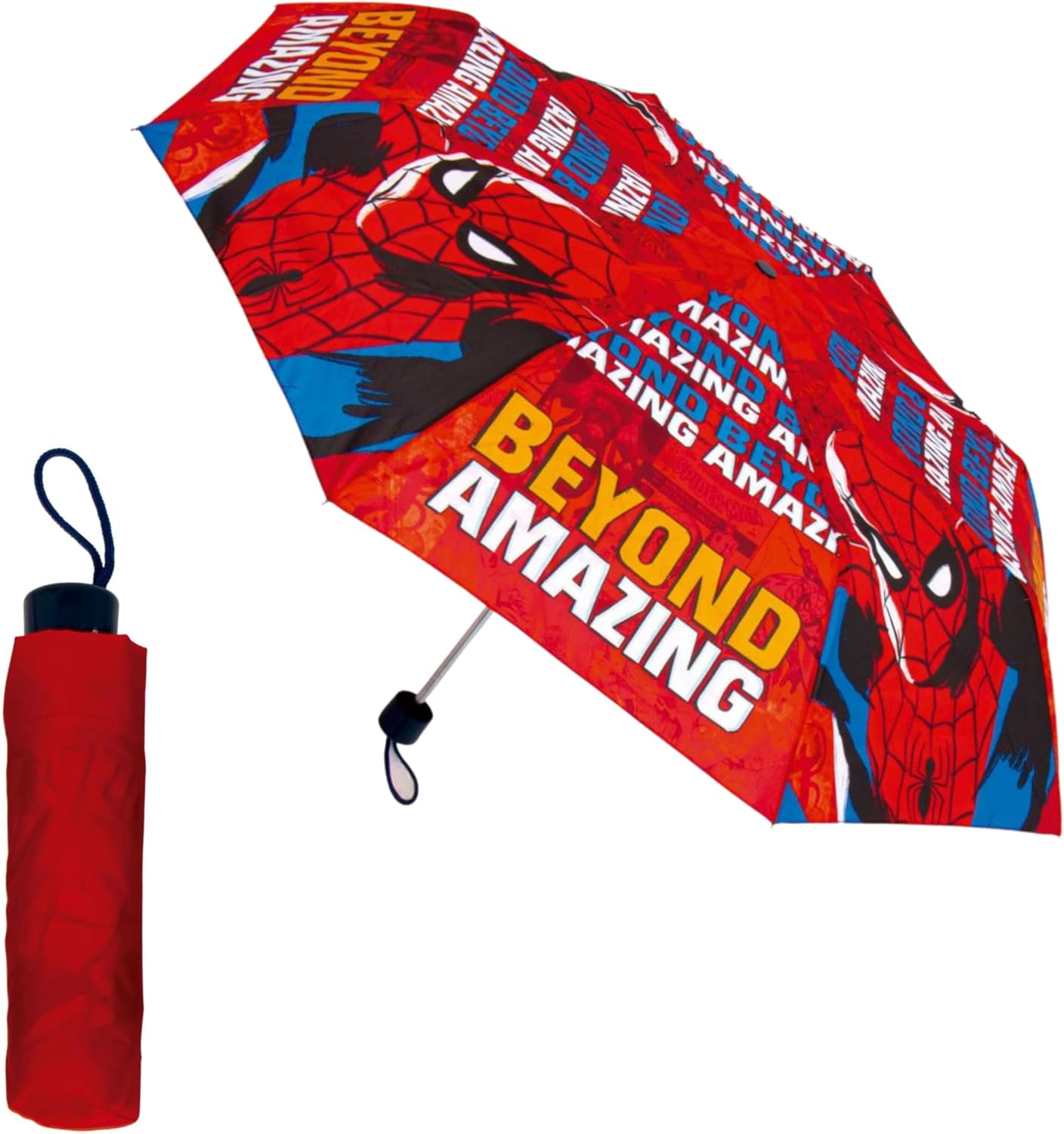 Parapluie pliant compact Marvel Spiderman noir, structure haute résistance