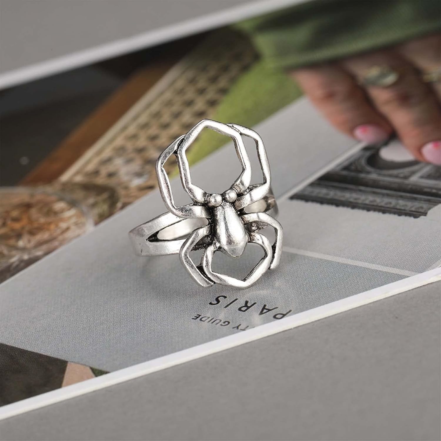 Bague Spider-Man Venom araignée gothique chunky argentée – Image 5