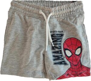 Short Marvel Spider-Man gris chiné à cordon de serrage enfant