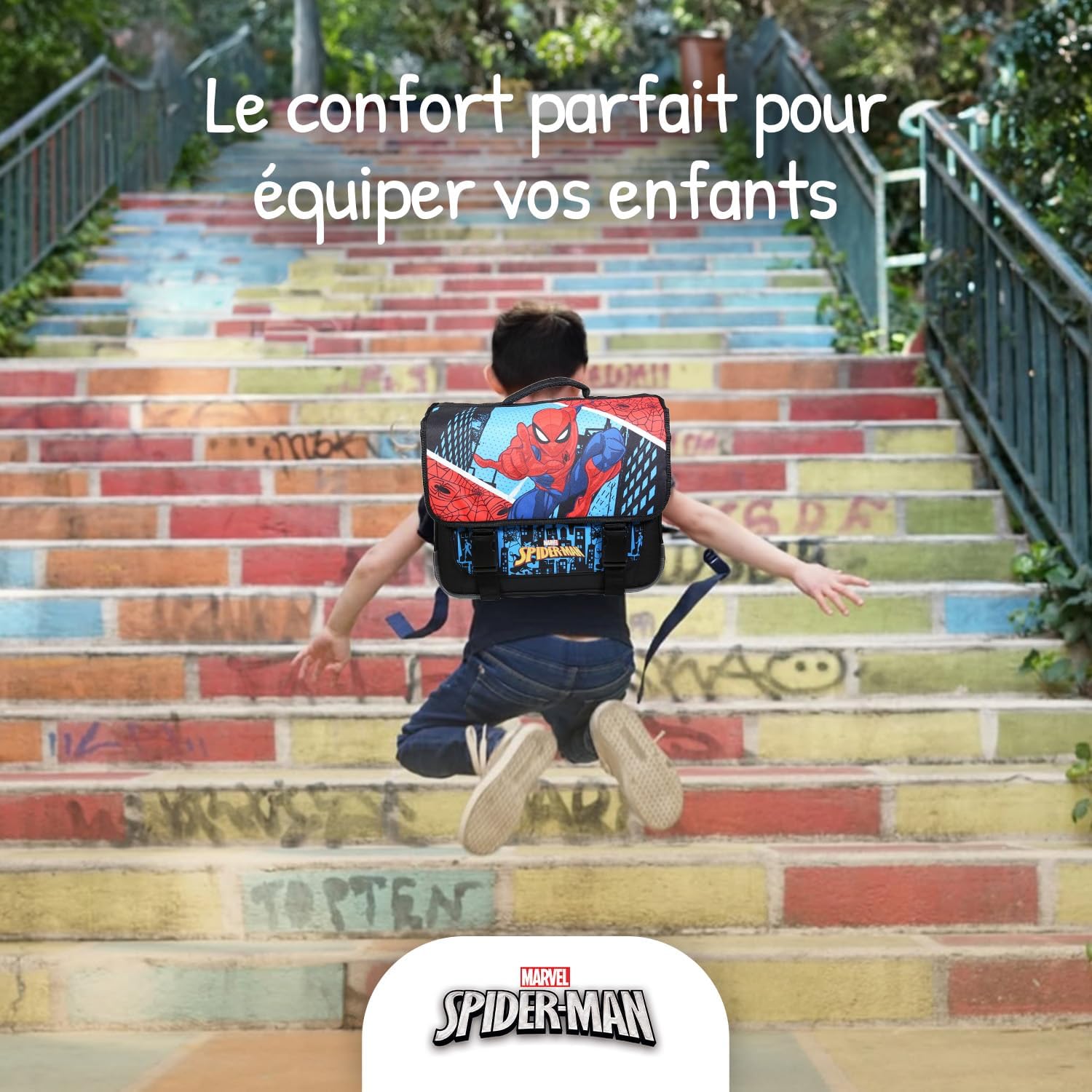 Cartable primaire Spider-Man 38 grand rangement bleu ciel et rouge – Image 5