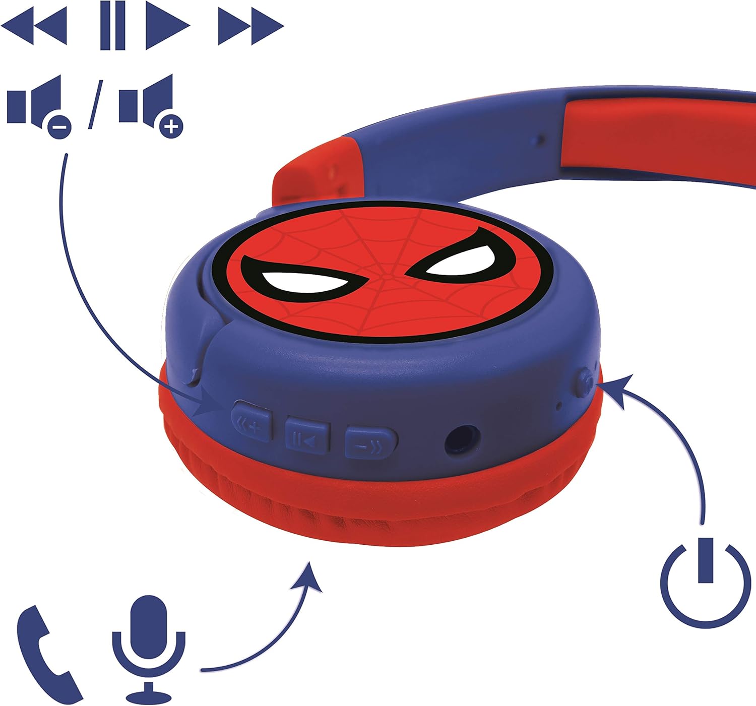 Casque audio Marvel Spider-Man 2-en-1 Bluetooth 5.0 pliable HPBT010SP – Image 7
