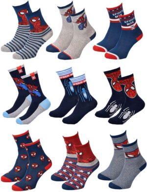 Pack de chaussettes Disney Spiderman pour garçon, tailles 23-26 et 27-30