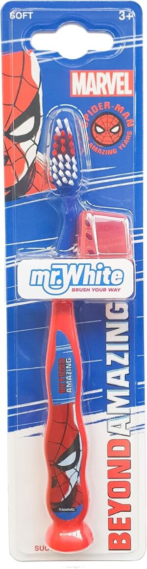Spider-Man Mr White Jr, brosse à dents manuelle avec capuchon