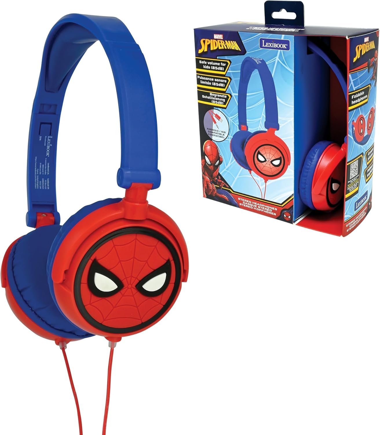 Casque audio stéréo pliable et ajustable Spider-Man Lexibook HP010SP