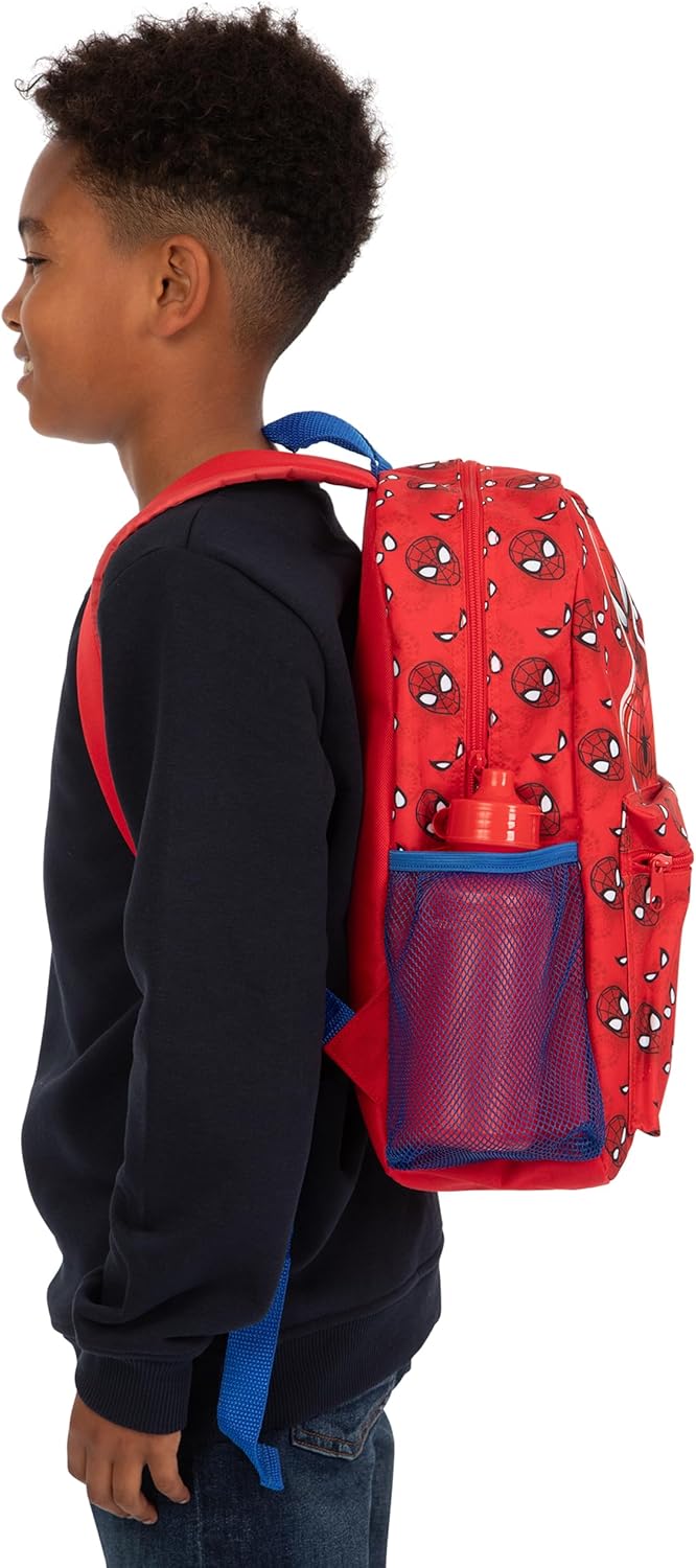 Cartable Marvel Spiderman rouge avec bouteille, sac lunch et trousse – Image 6