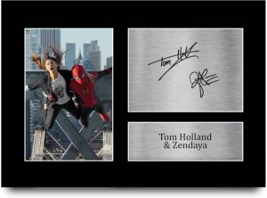 Photo imprimée signée Spider-Man MJ avec Zendaya et Tom Holland, format A4