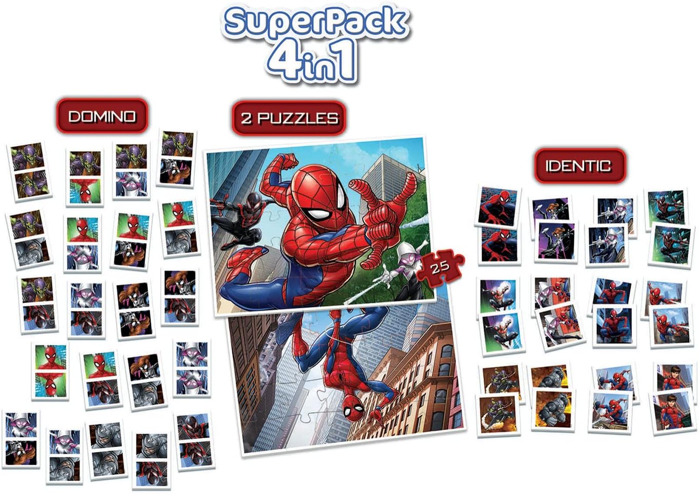 Superpack de jeux de société Spiderman Educa avec domino, jeu de mémoire et 2 puzzles – Image 2
