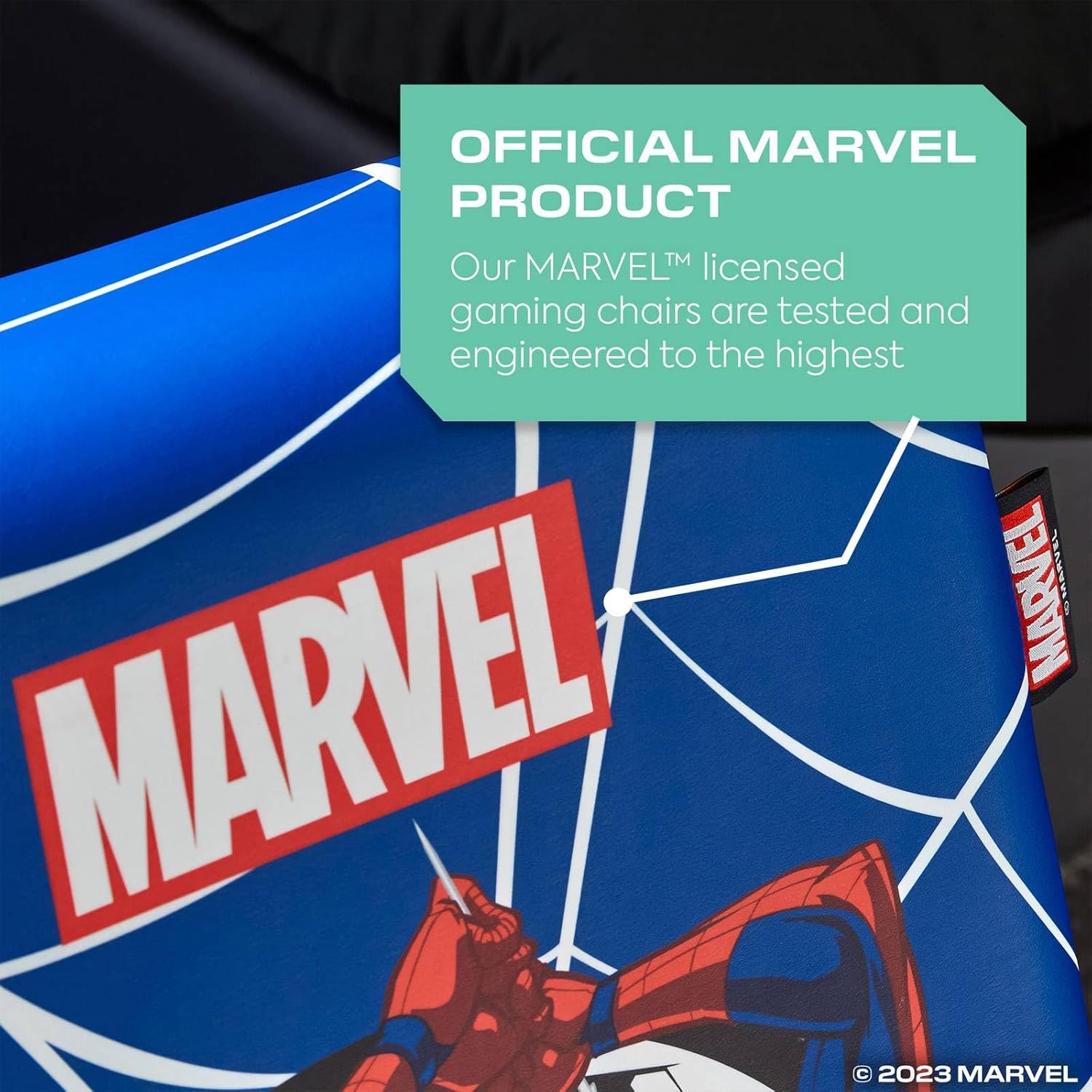 Chaise de jeu à bascule Marvel Spider-Man pliable en similicuir bleu pour juniors – Image 7