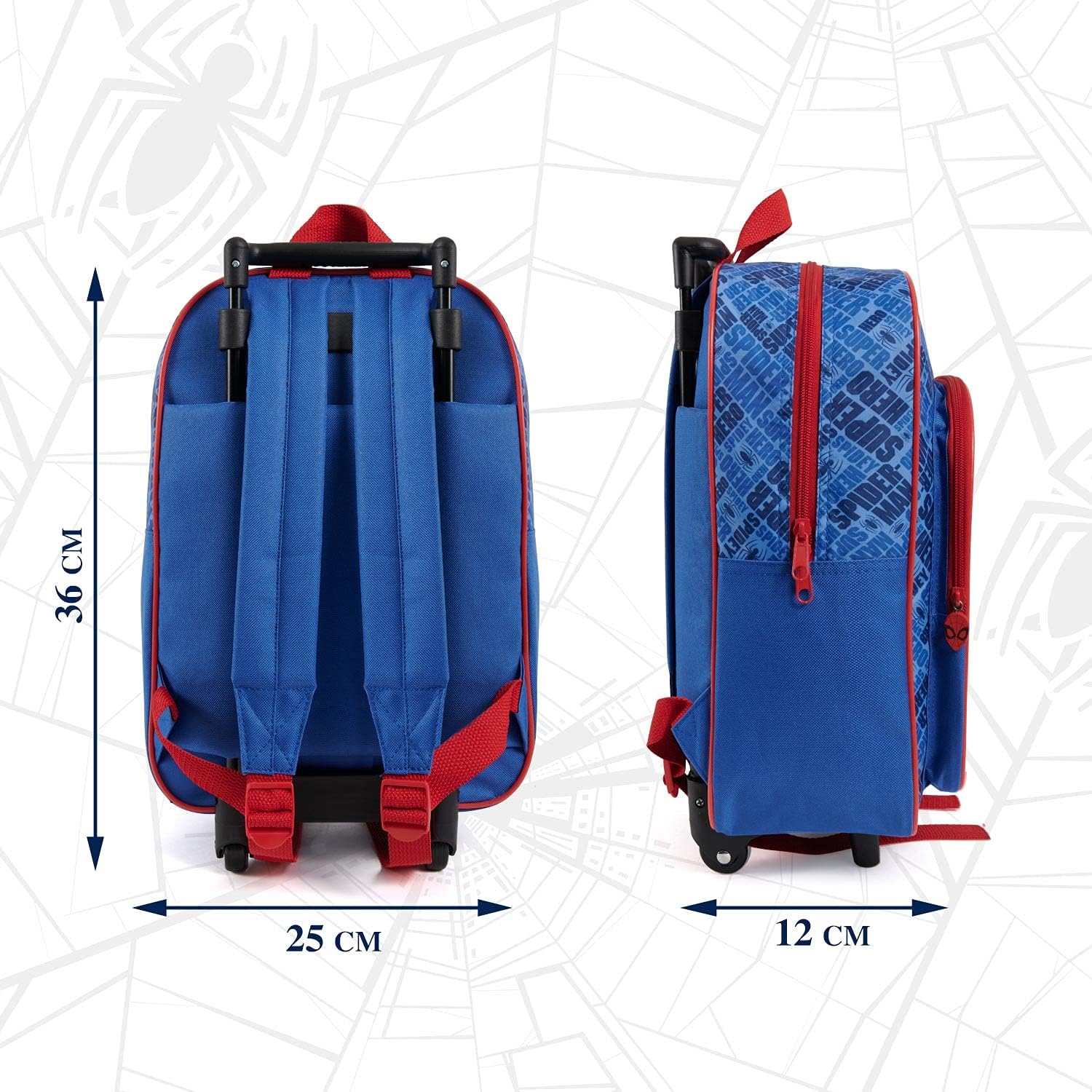 Sac à dos à roulettes Spiderman Marvel enfant, 36 x 25 x 12 cm – Image 2