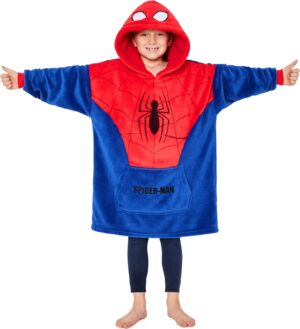 Pull plaid oversize Marvel Spider-Man en polaire pour enfant, taille unique