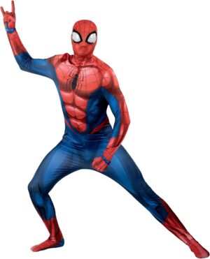 Costume Zentai Deluxe Spider-Man Marvel adulte, élasthanne extensible et ouvertures aux poignets
