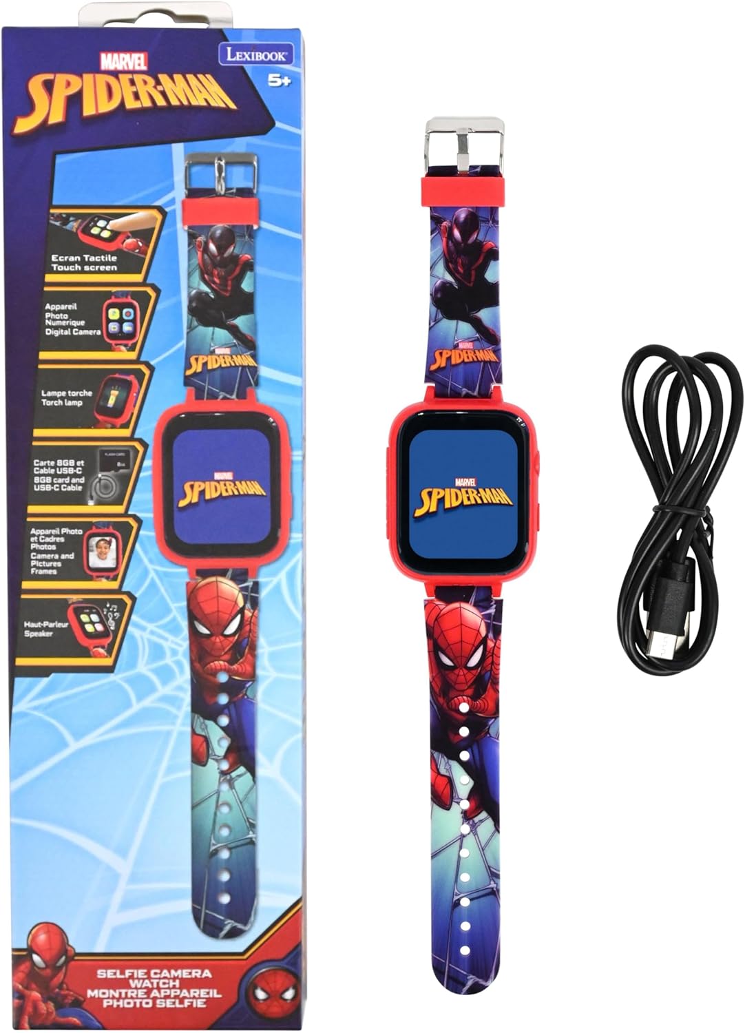 Montre Spider-Man selfie Lexibook avec écran tactile HD et photo 720p