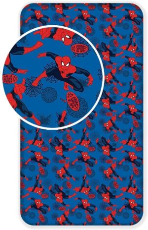 Drap Spider Man en coton bleu 90 x 200 + 25