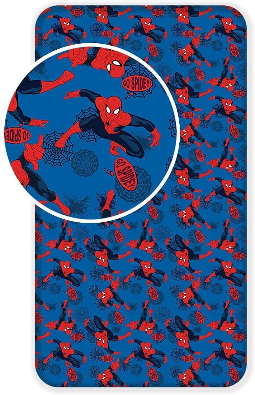 Drap Spider Man en coton bleu 90 x 200 + 25