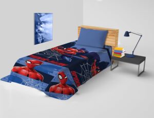 Couvre-lit simple Spider-Man Marvel non rembourré en coton