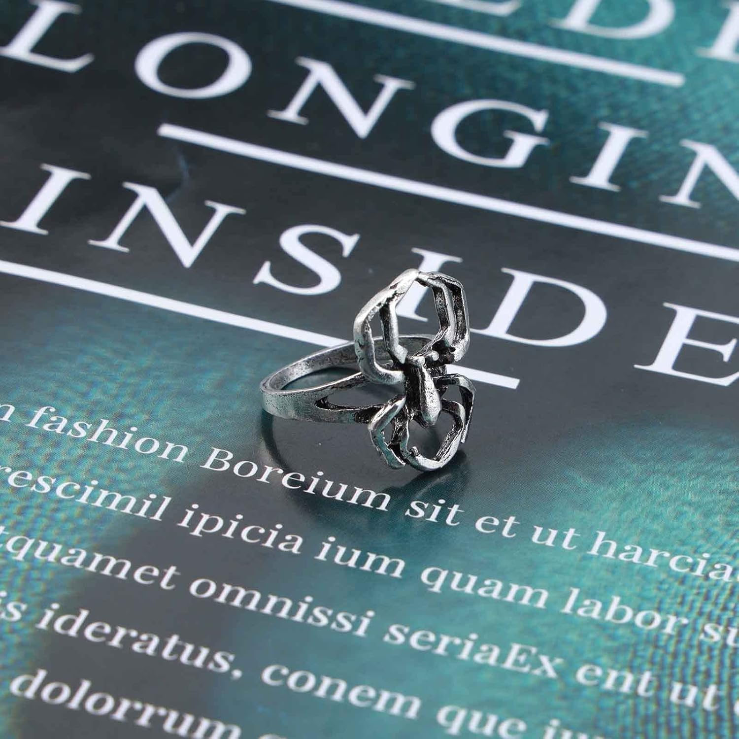 Bague Spider-Man Venom araignée gothique chunky argentée – Image 4