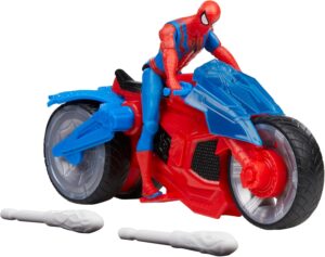 Spider-Man Marvel figurine 10 cm avec arachno-moto et 2 toiles