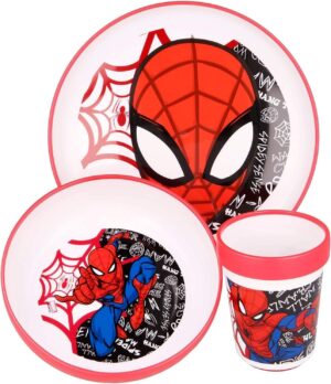 Set vaisselle enfant Spiderman 3 pièces avec base antidérapante