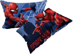 Taies d'oreiller Spiderman en coton 100%, lot de 2, 50 x 80 cm
