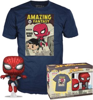 Spider-Man Funko Pop! & Tee Comic Cover métallique avec t-shirt Medium et figurine en vinyle