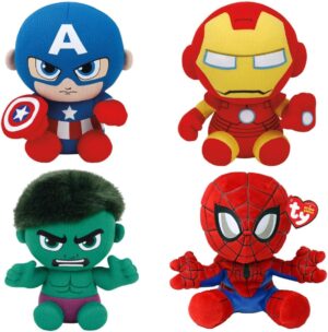 Assortiment Ty Marvel Spiderman et 4 héros en peluche à collectionner 20 cm
