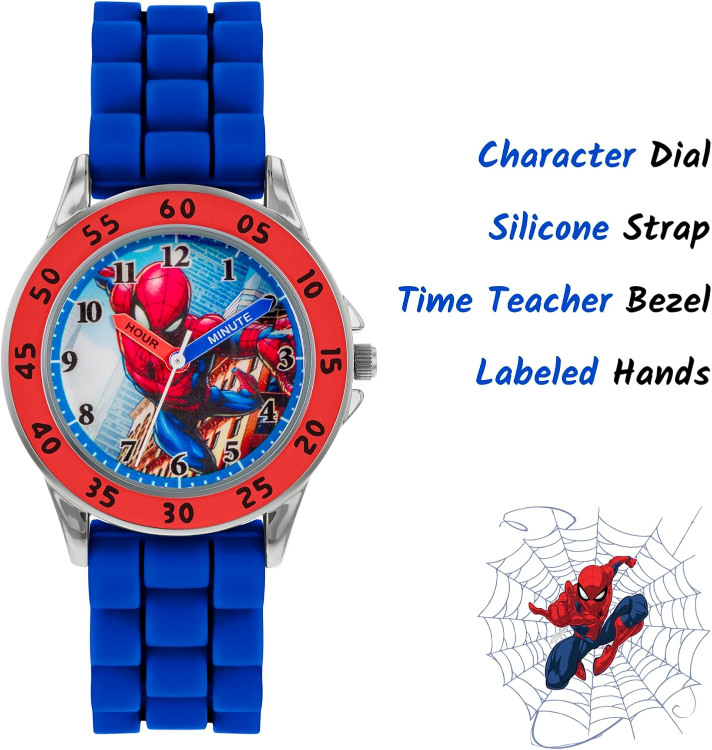 Montre enfant Marvel Spider-Man cadran rond avec bracelet en silicone 9048 – Image 2