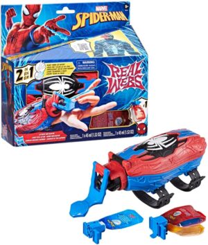 Spider-Man Marvel Real Webs, lance-toile et blaster 2-en-1 rouge et bleu