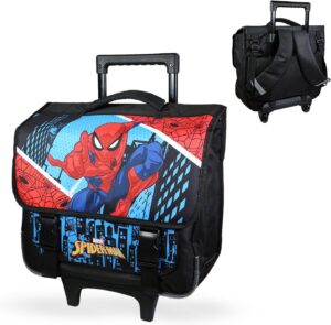 Cartable primaire Spider-Man 38 cm grand rangement bleu ciel et rouge