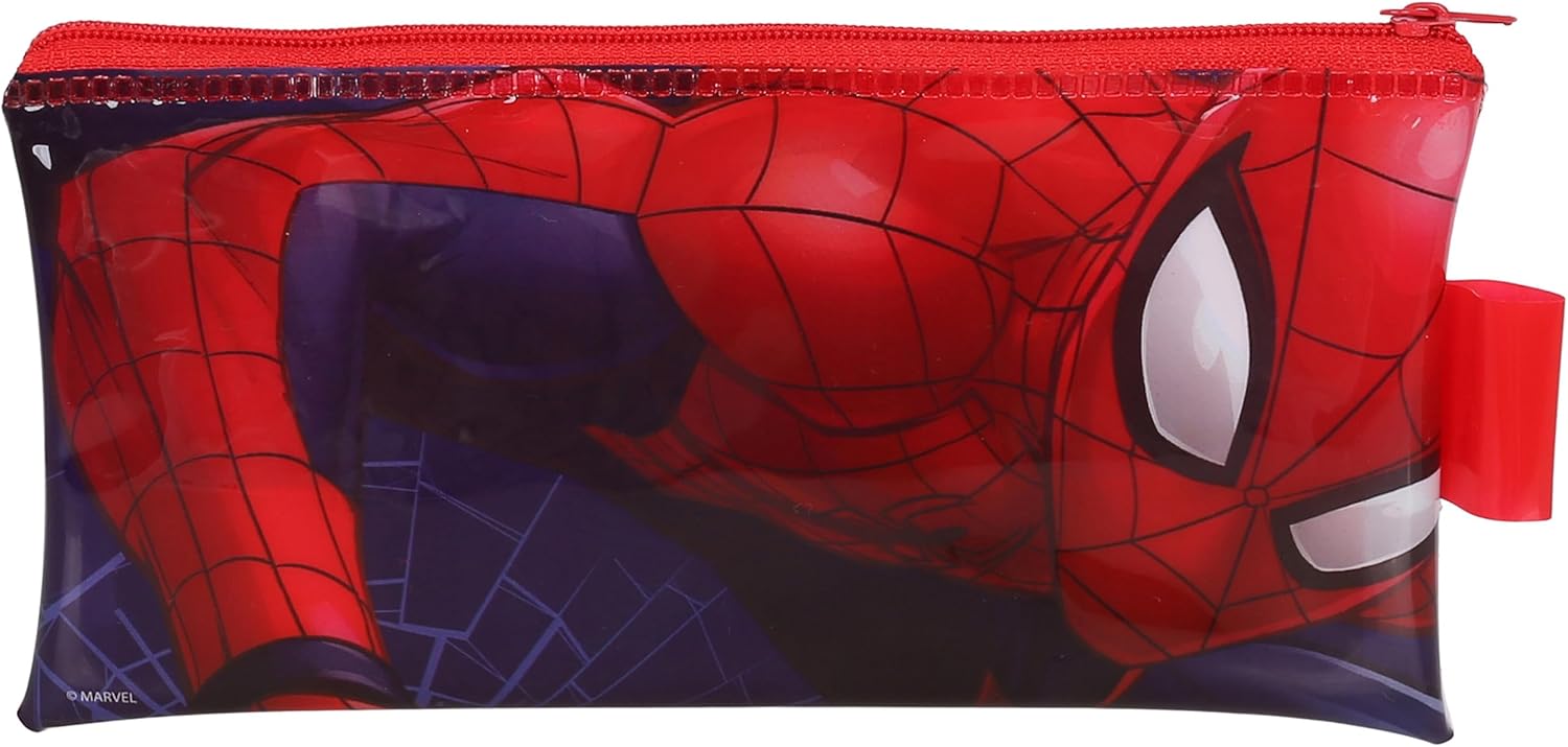Trousse à crayons Marvel Spider-Man transparente rouge zippée avec équipement scolaire – Image 3