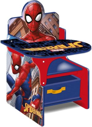 Chaise-bureau enfant Marvel Spider-Man en bois avec bac textile bleu
