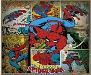 Mini poster rétro Spider-Man Marvel Comics multicolore en Plastique/Verre 40 x 50 x 1,3 cm