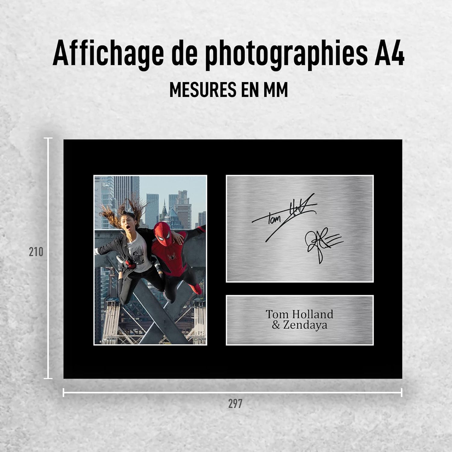 Photo imprimée signée Spider-Man MJ avec Zendaya et Tom Holland, format A4 – Image 2