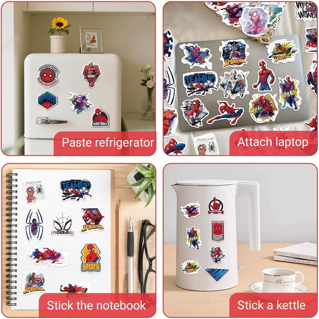 Lot de 50 autocollants Spider-Man pour bouteilles d'eau et ordinateurs portables – Image 4
