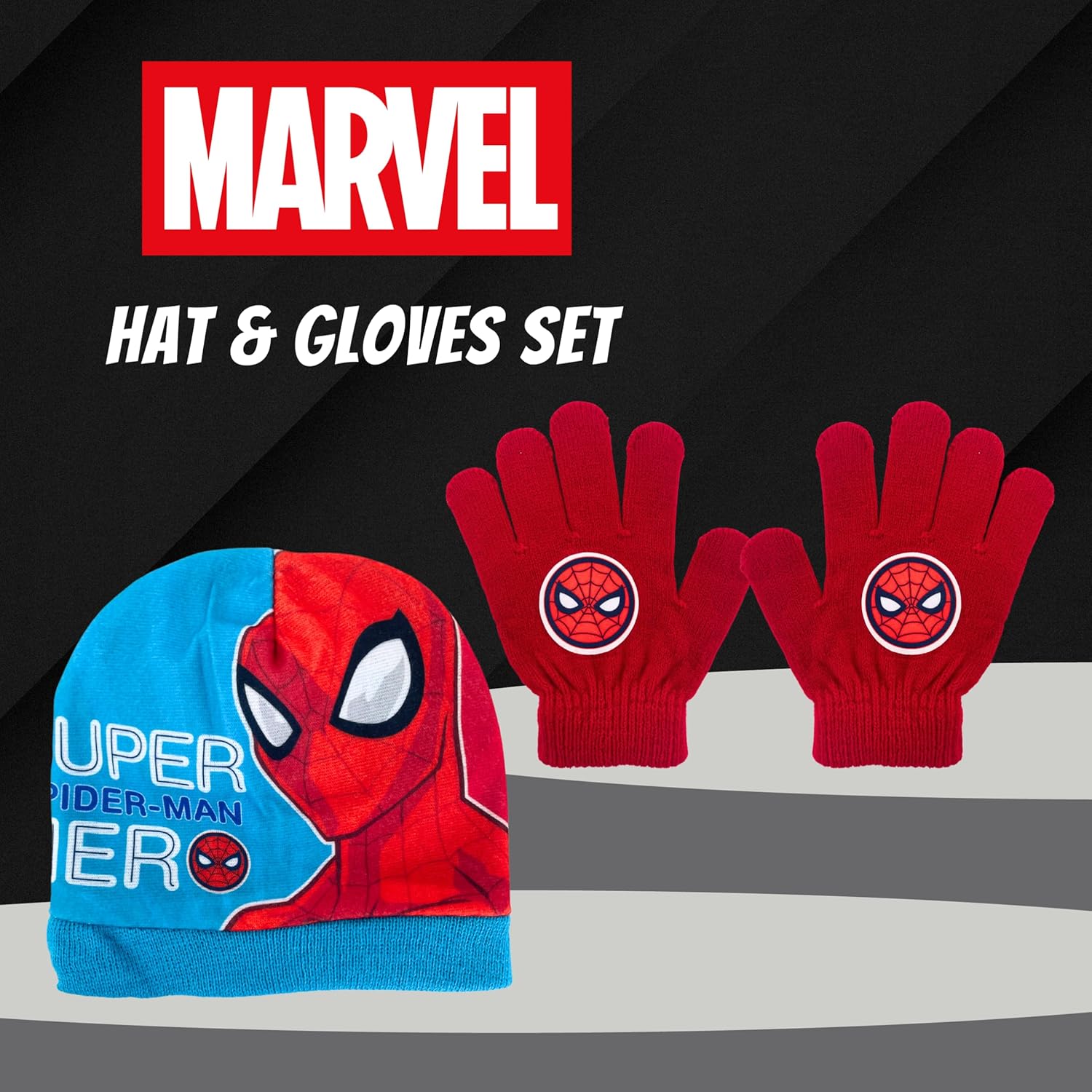 Ensemble d'hiver Marvel Spiderman avec chapeau et gants en 100% Acrylique – Image 2