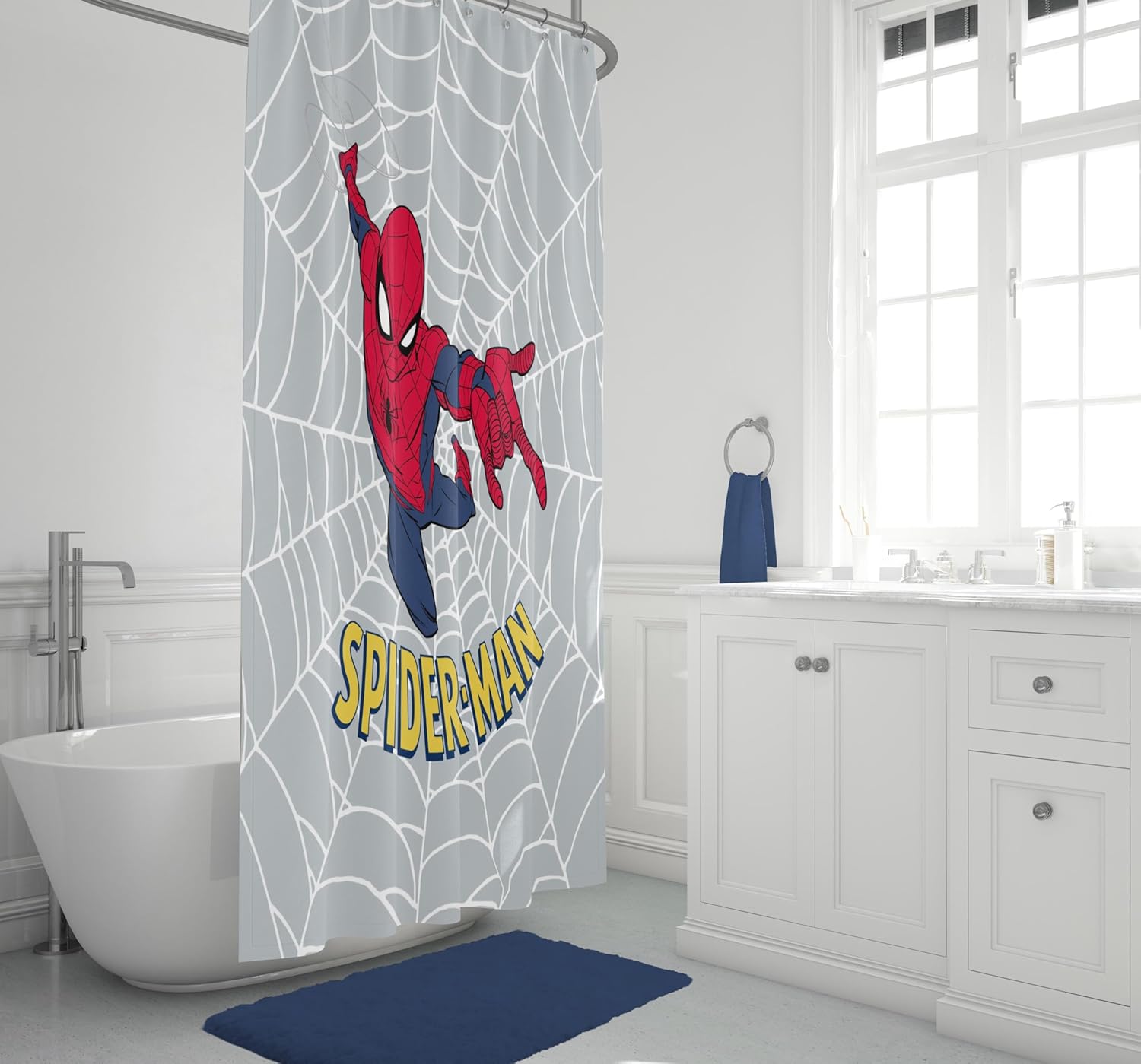 Rideau de douche Marvel Spiderman gris en microfibre 178 x 182 cm – Image 5
