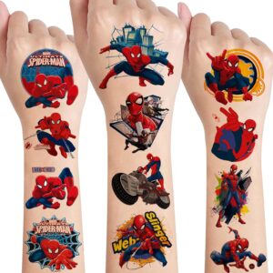 Tatouages éphémères Spider-Man, 8 feuilles couleur Spiderman B