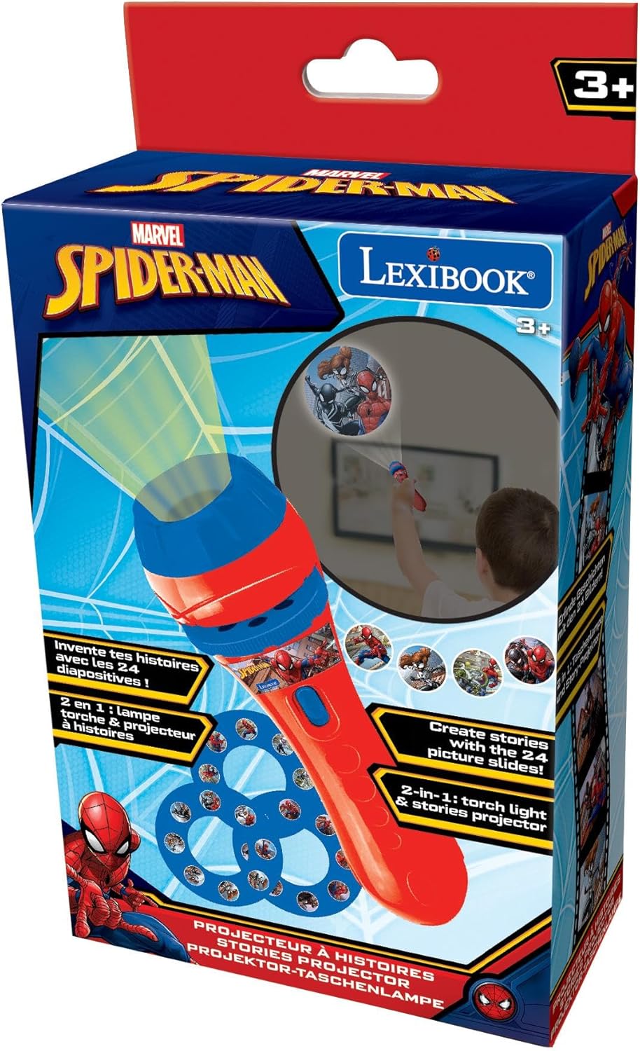 Projecteur d'histoires Spider-Man avec 3 disques et lampe torche – Image 7