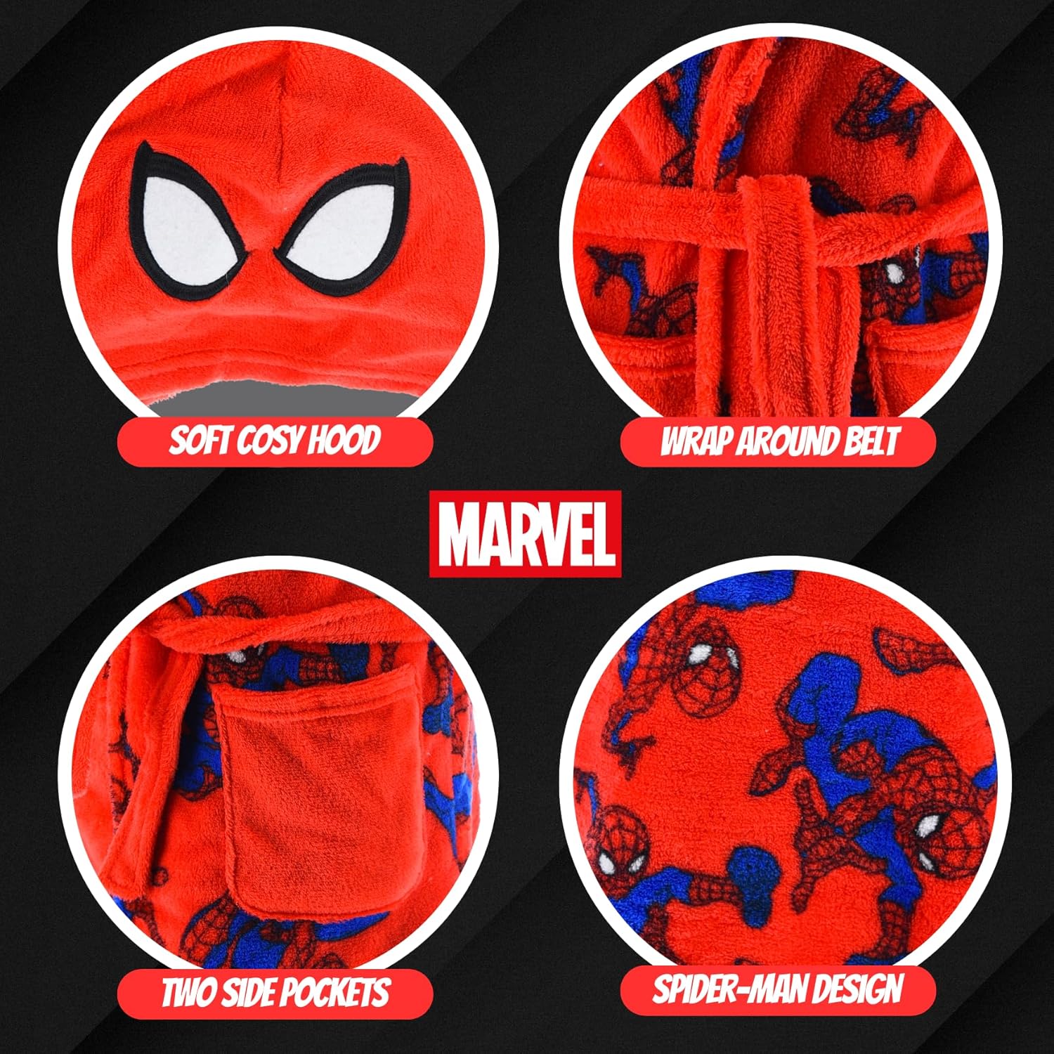 Robe de chambre rouge Spider-Man Marvel pour garçon, taille 3 – Image 6