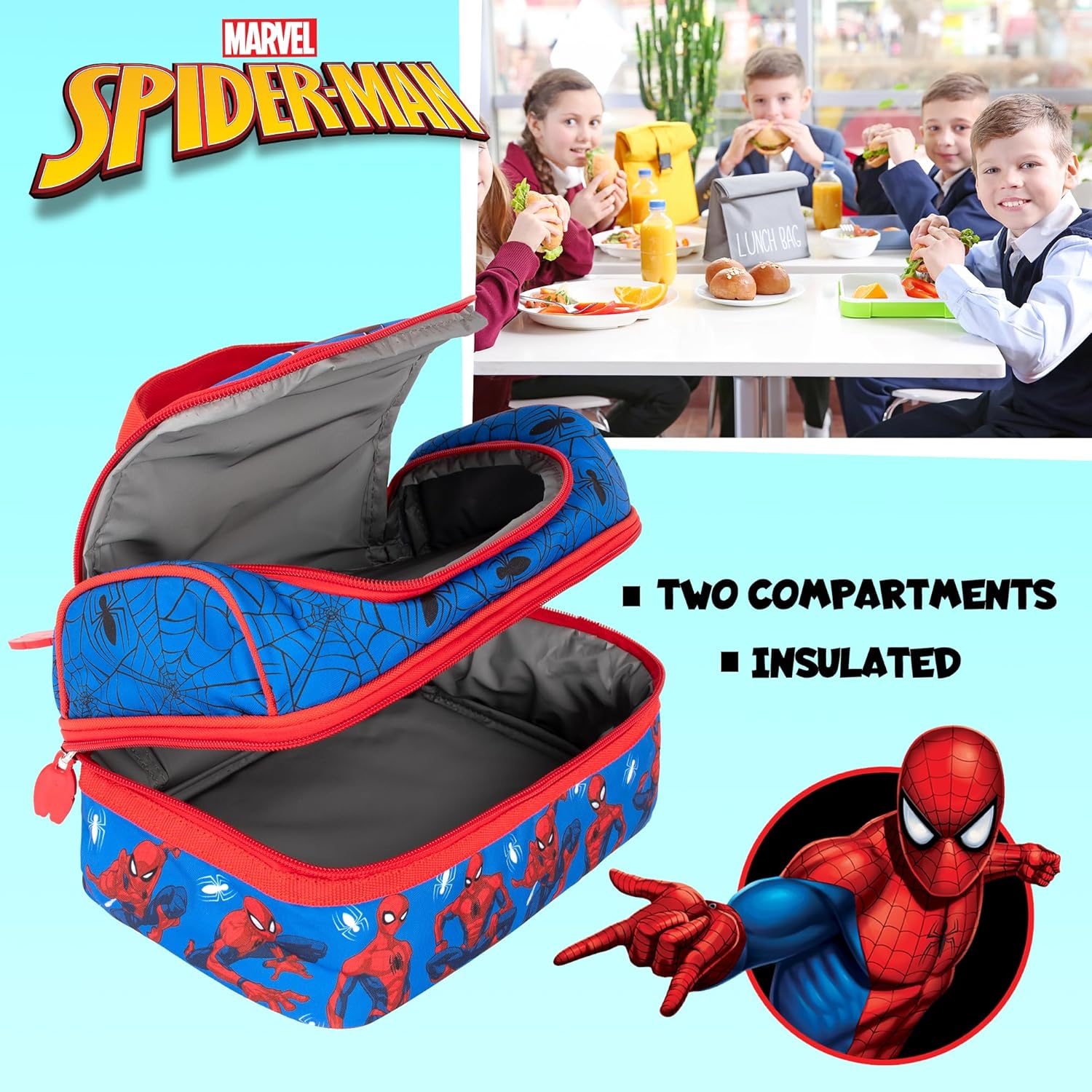 Sac à déjeuner Marvel Spider-Man double étage multi-compartiments – Image 5