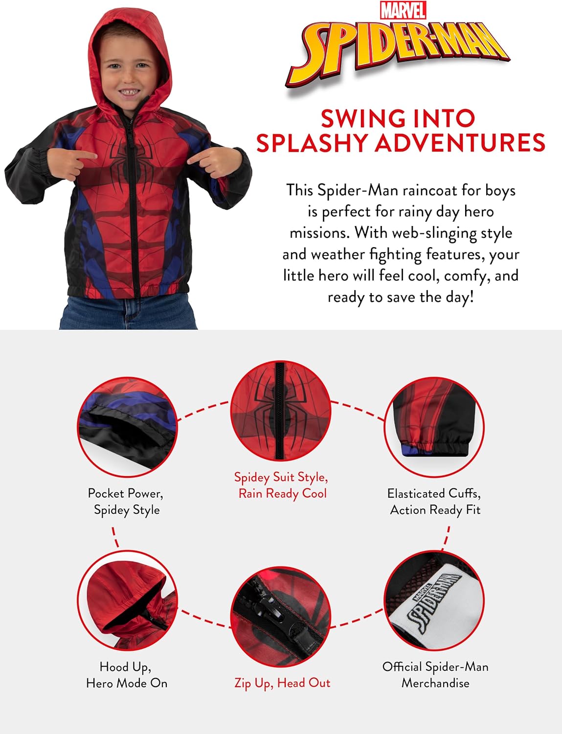 Veste de pluie Spider-Man Marvel enfant avec capuche – Image 5