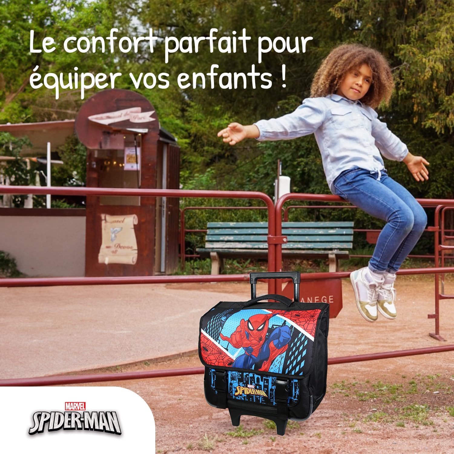 Cartable primaire Spider-Man 38 cm grand rangement bleu ciel et rouge – Image 5