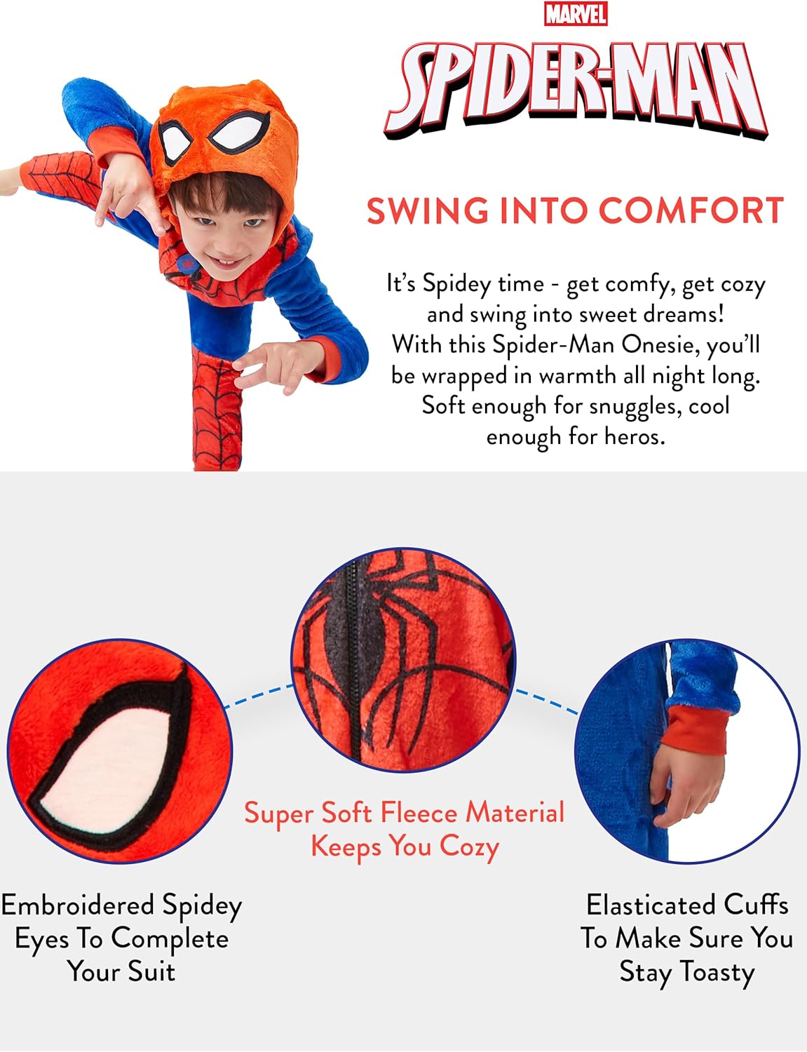 Grenouillère Spider-Man Marvel à capuche pour garçon – Image 4